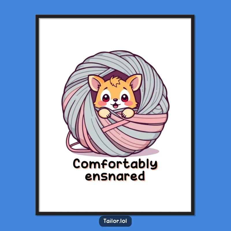 Funny Yarn Tangle Digital Art: Instant Download of Adorable Animal Craft Chaos