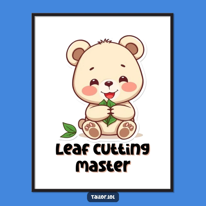 Funny Bear Leaf Pattern Digital Art - Hilarious Nature Craft Decor Print
