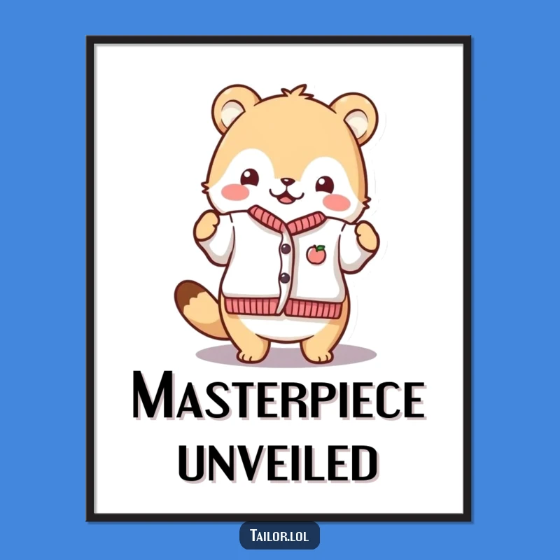 Funny Proud Crafter Digital Art: Animal Shows Off Tiny Garment, Printable Funny Gift