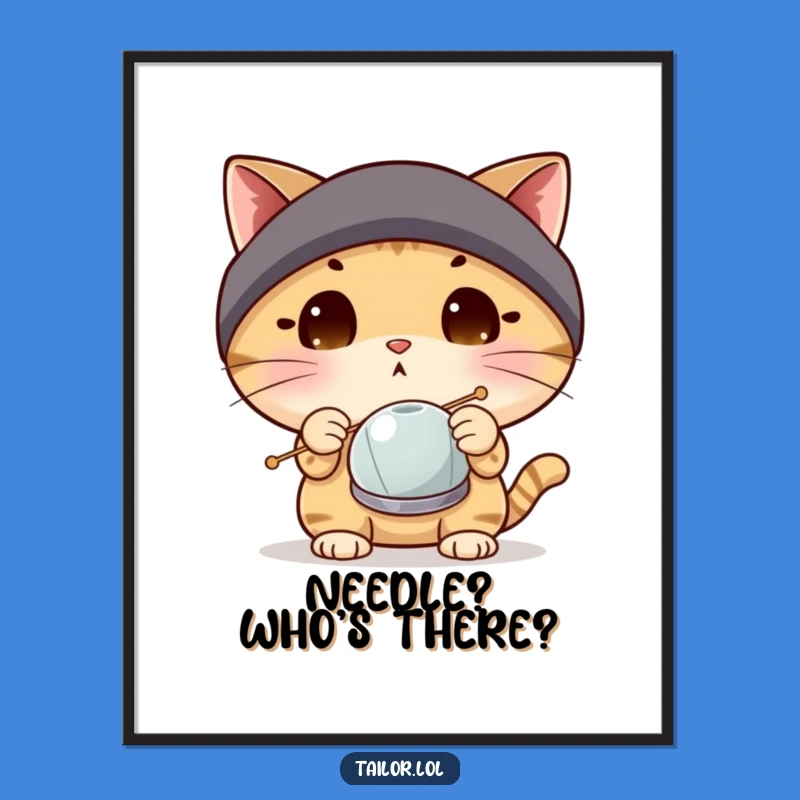 Funny Cat Sewing Digital Print: Hilarious Decor for Craft Rooms and Offices