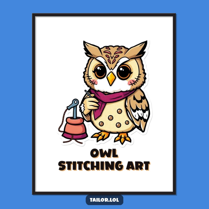 Funny Owl Tailor Digital Art - Instant Download, Perfect Humorous Decor