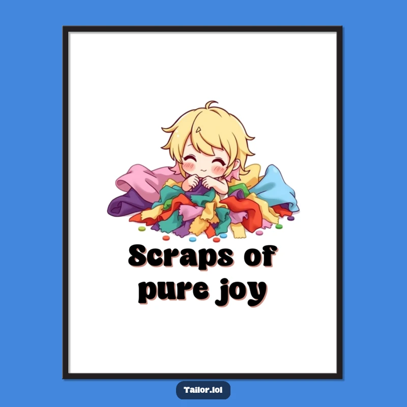 Funny Fabric Scrap Digital Art: Sorting Illustration, Instant Craft Decor Gift