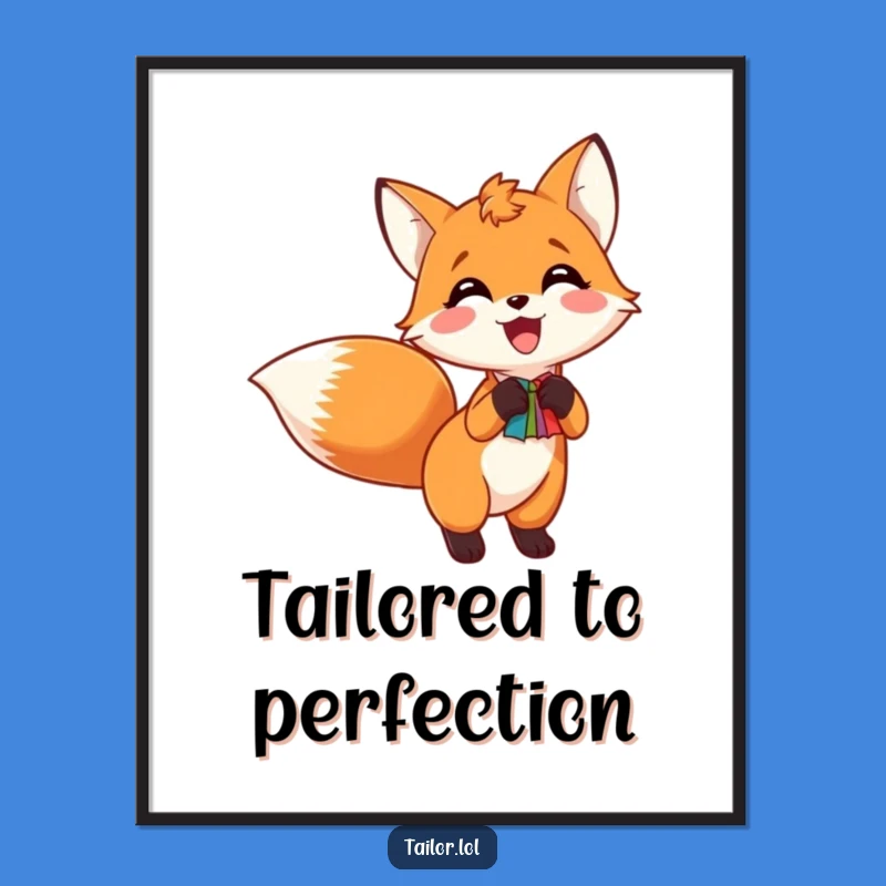 Funny Fox Tail Swatch Digital Art - Hilarious Sewing Decor Print