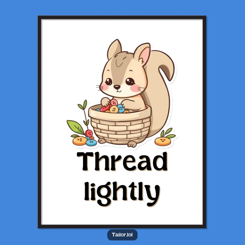 Funny Squirrel Button Collector Digital Art - Instant Cute Decor & Hilarious Gift