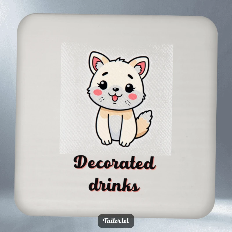 Funny Cute Animal Coaster Joyfully Decorating a Fabric Swatch, Charming and Humorous Tabletop Decor.