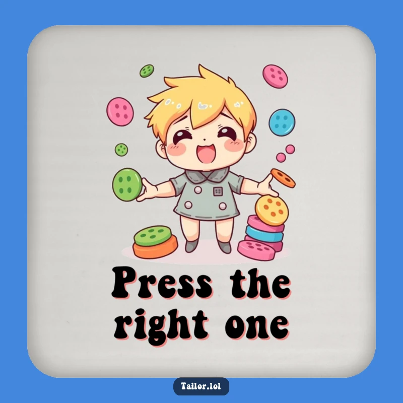 Funny Button Juggling Character Coaster - Agile Gift for Tables
