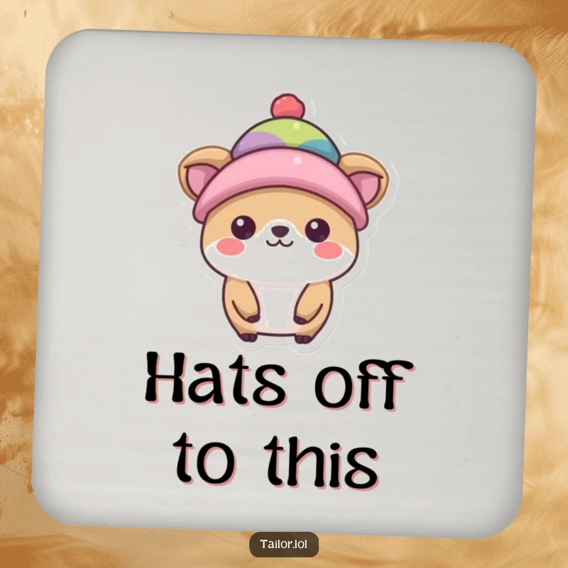 Funny hat model coaster, a cute animal character wearing a small hat, protecting surfaces with style.