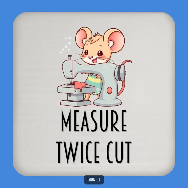 Funny Kawaii Mouse Tailor Drink Coaster: Cute Sewing Machine Table Protector