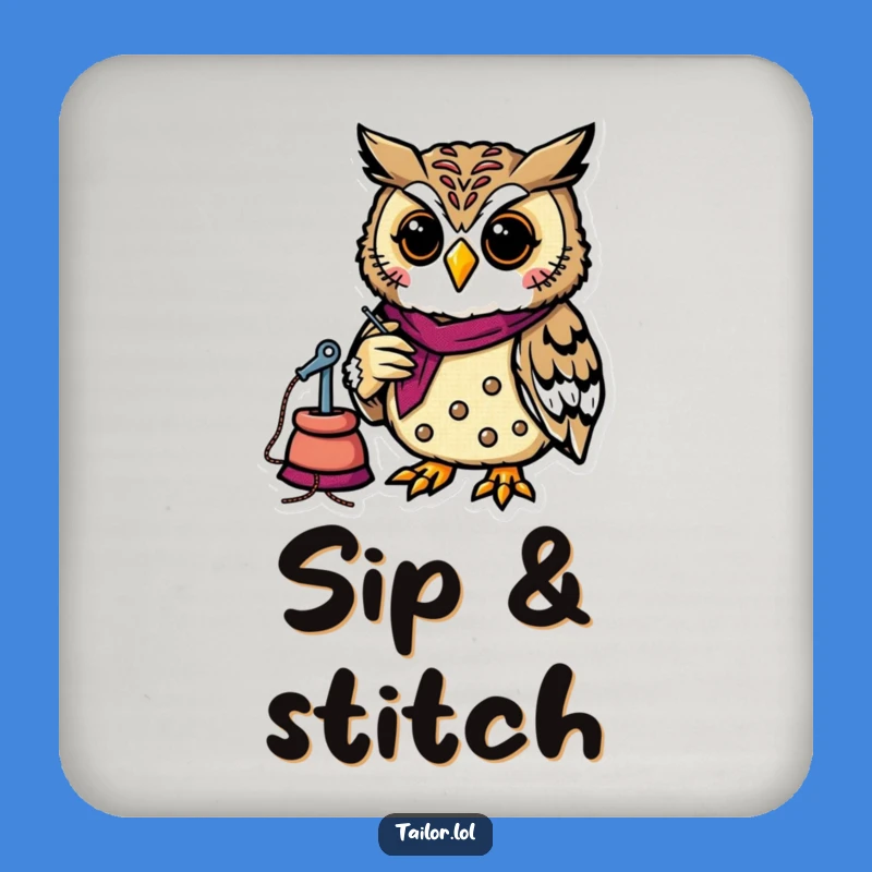 Funny Owl Tailor Drink Coaster - Protect Surfaces, Perfect Humorous Gift