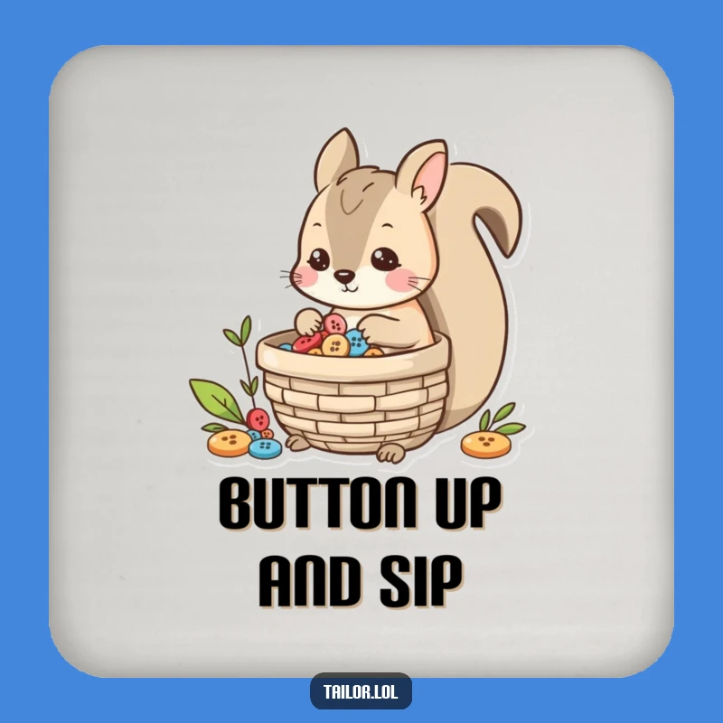 Funny Squirrel Button Collector Coaster - Protect Surfaces with Charm