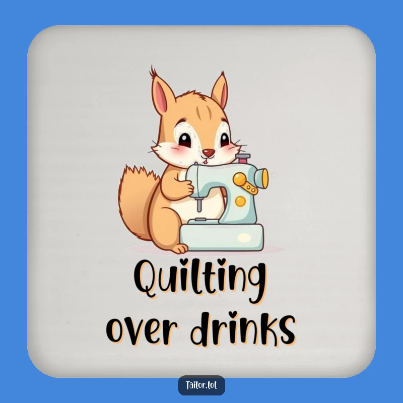 Funny Squirrel Sewing Machine Coaster Set - Hilarious Craft Table Protection