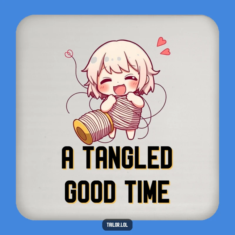 Funny Tangled Thread Giggling Coaster - Hilarious Gift for Tables