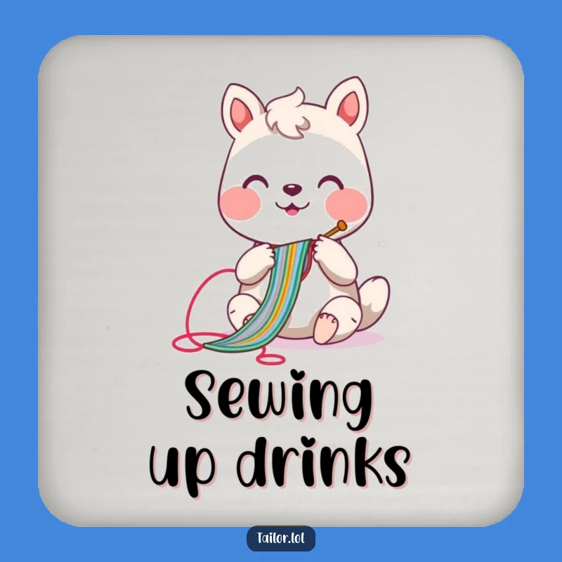 Funny Sewing Animal Coaster: Cheerful Crafter's Stitch Protection, Gift for Table Savers