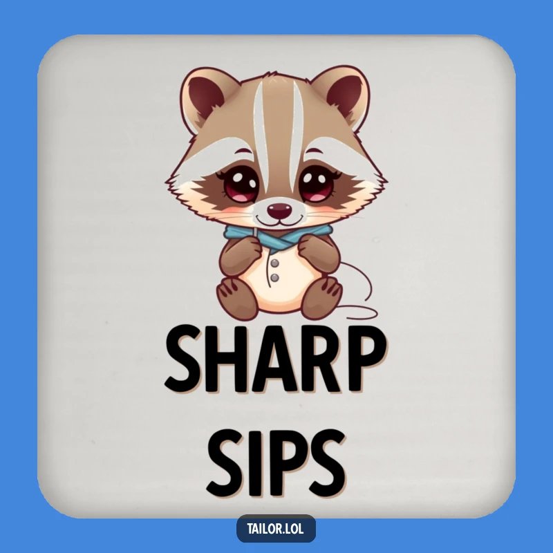 Funny Kawaii Badger Tailor Coaster: Curious Needle Focus, Housewarming Gift