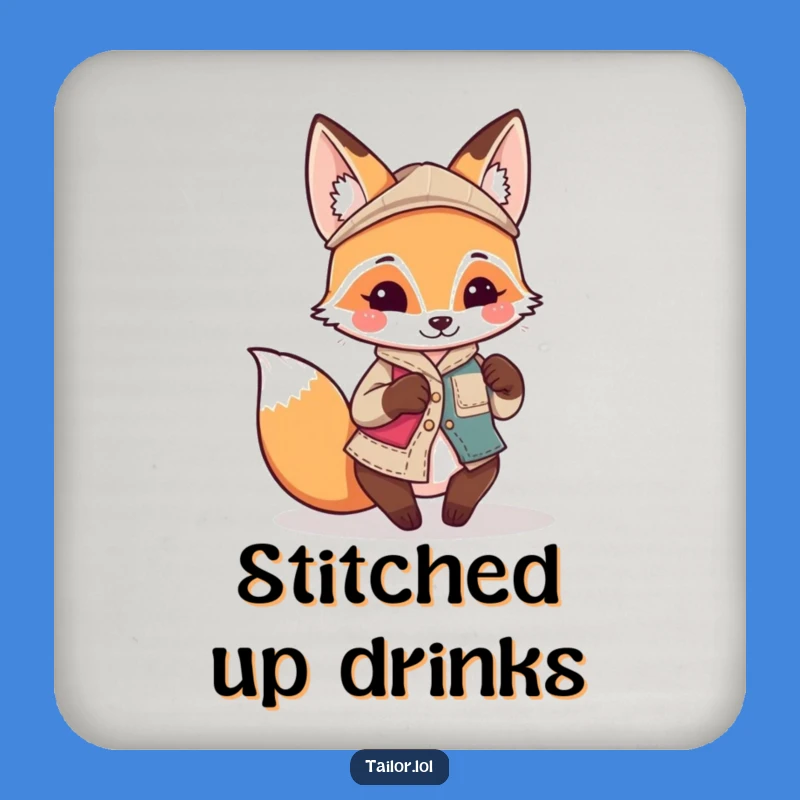 Funny Kawaii Fox Tailor Coaster: Playful Patch Sewing, Housewarming Gift