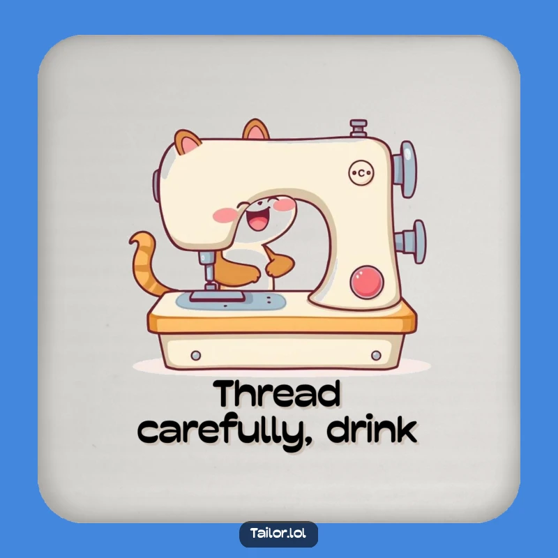 Funny Animal Sewing Machine Coaster: Hilarious Drink Protection for Crafters