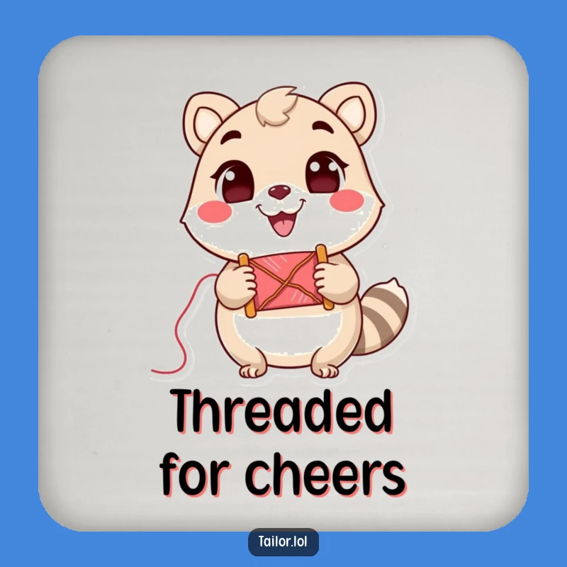 Funny Coaster Set: Cheerful Animal Thread Holder, Great Funny Gift!