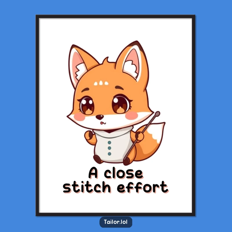 Funny Fox Tailor Poster - Hilarious Sewing Art for Crafty Spaces