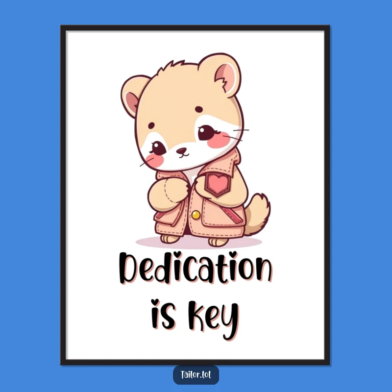 Funny Sewing Animal Poster: Focused Critter Crafts Tiny Jacket Art, Inspiring Funny Gift