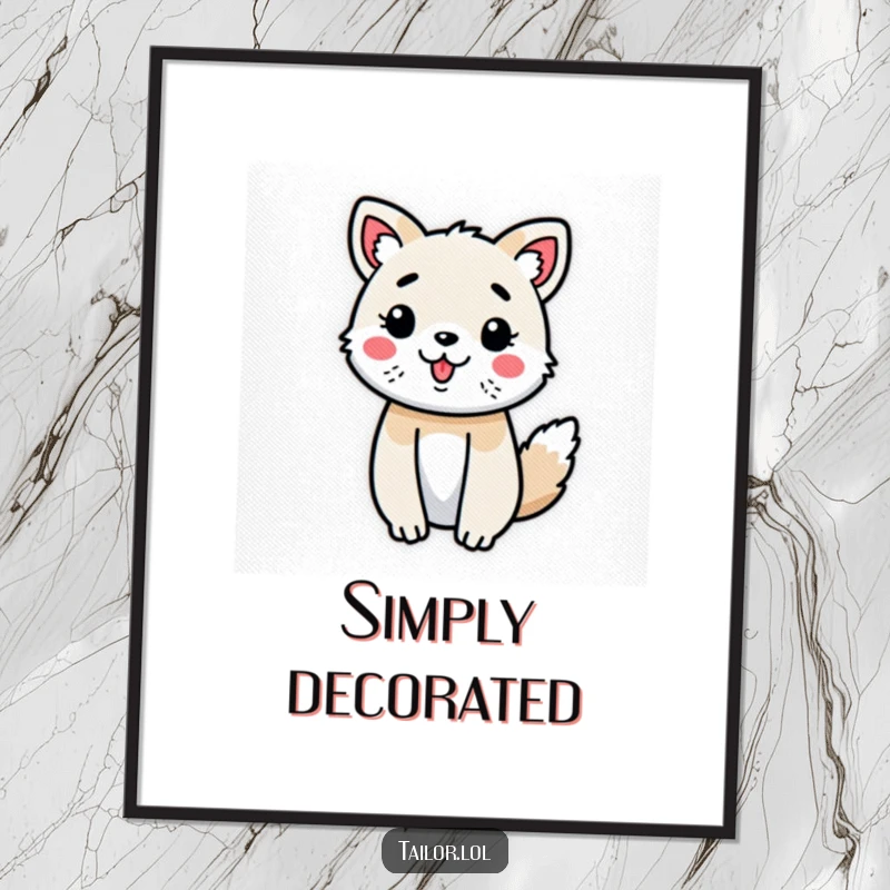 Funny Cute Animal Poster Joyfully Decorating a Fabric Swatch, Whimsical and Inspiring Wall Art.