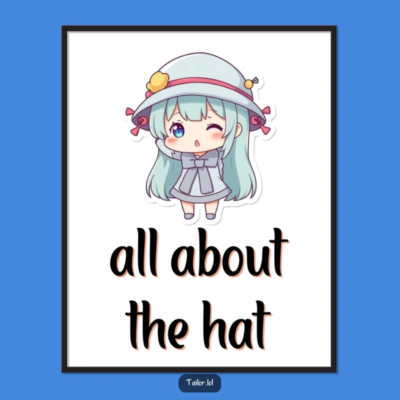 Funny Bobbin Hat Art Print a Quirky Gift for Wall Decor