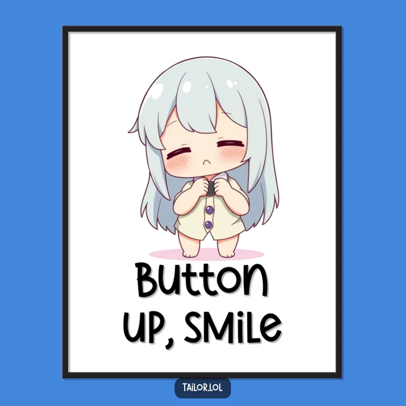 Funny Button Trouble Poster: Hilarious Fashion Art!