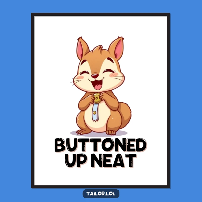 Funny Excited Squirrel Sewing Poster: Charming Wall Art for Crafty Spaces