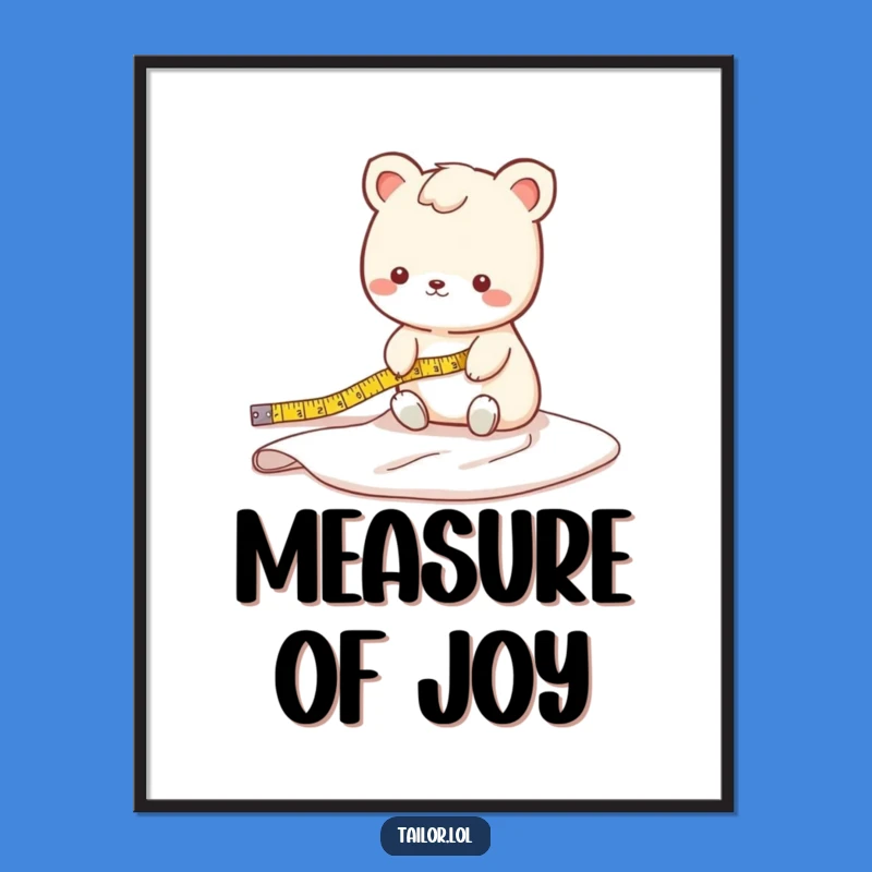 Funny Fabric Measuring Animal Poster: Cute Tailor's Art, Gift for Sewing Room Decor