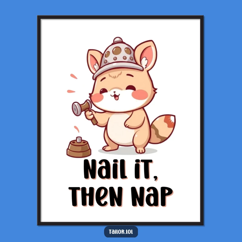 Funny Hammering Thimble Poster: Hilarious Wall Art for DIY Fans