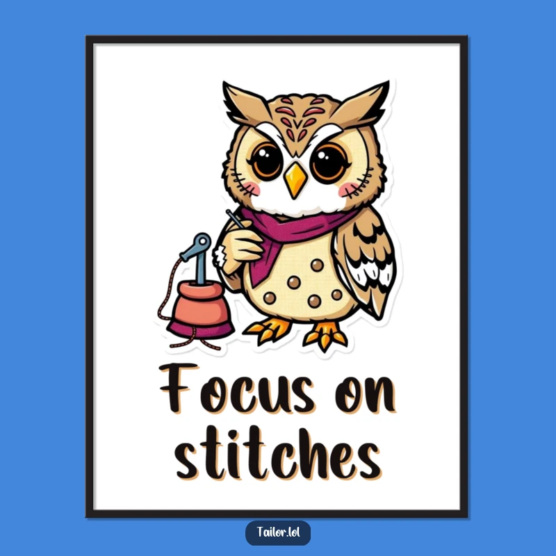 Funny Owl Tailor Poster - Inspiring Sewing Art, Perfect Humorous Gift