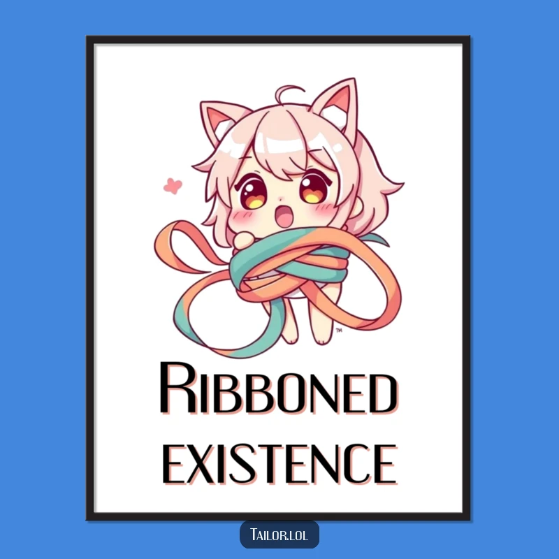 Funny Tangled Ribbon Poster: Hilarious Wall Art Capturing a Moment of Pure Surprise