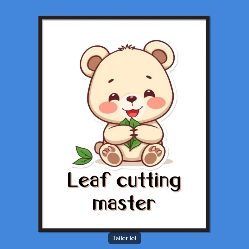 Funny Bear Leaf Pattern Poster - Hilarious Nature Craft Wall Art