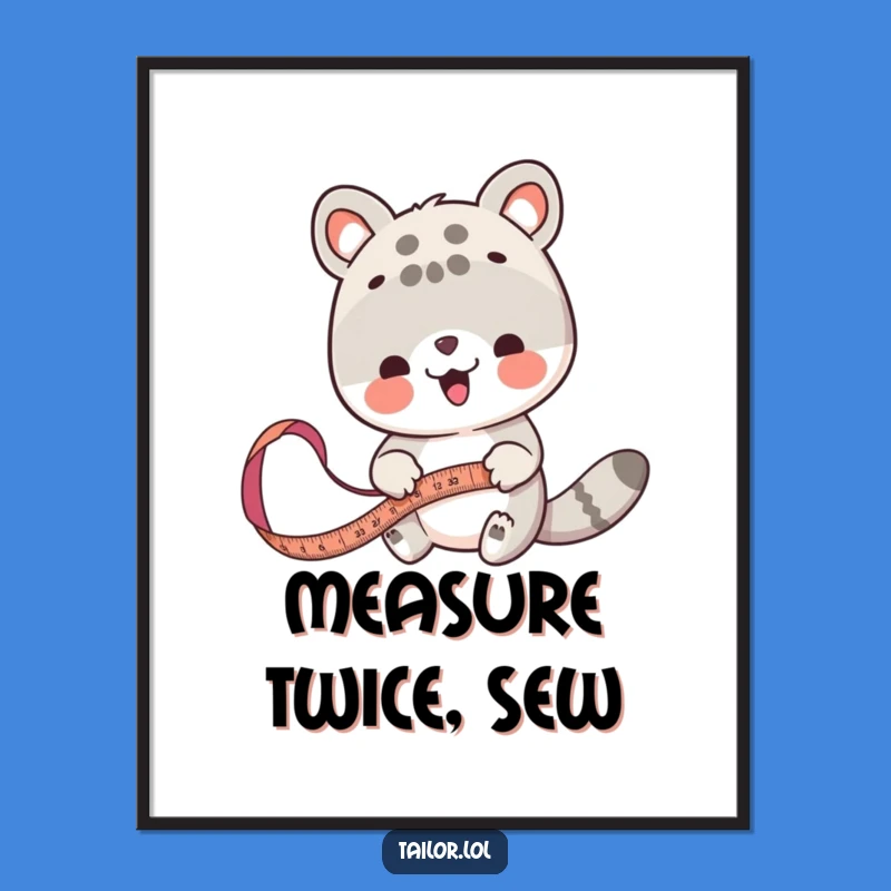 Funny Animal Measurer Poster: Cute Fabric Taping Art, Unique Funny Gift