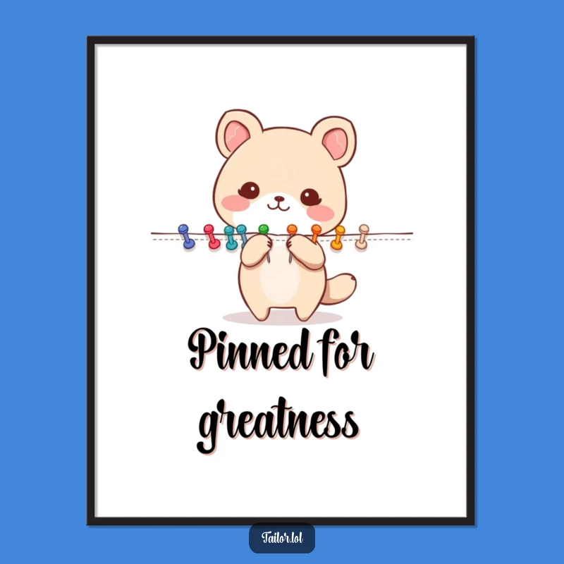 Funny Pinning Animal Poster: Happy Critter Pins Fabric Art, Inspiring Funny Gift