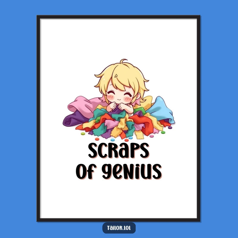 Funny Fabric Scrap Art Print: Sorting Fun Design, Whimsical Craft Decor Gift