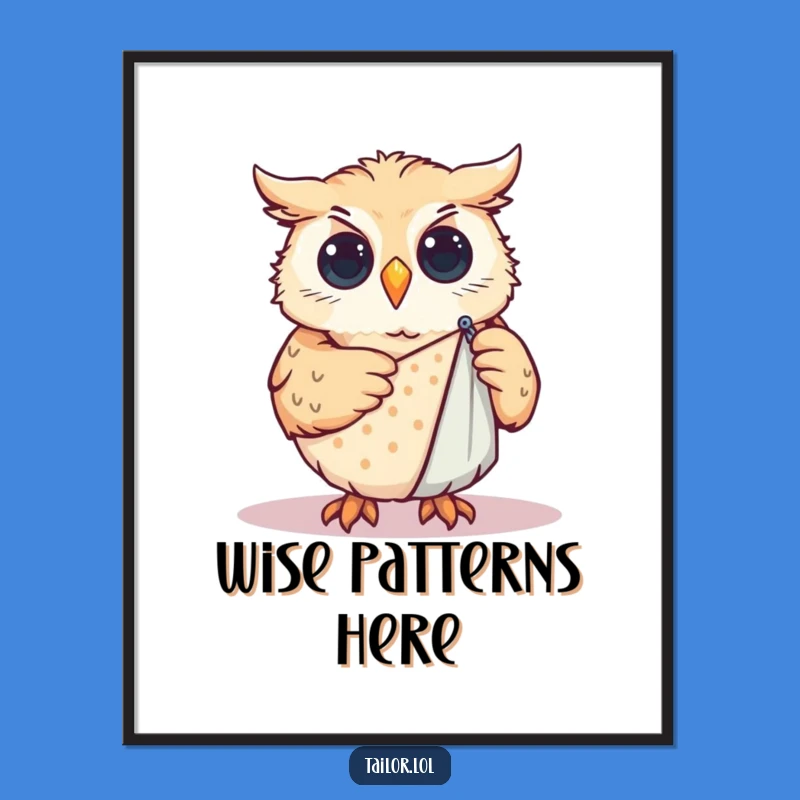 Funny Owl Sewing Poster: Wise Crafter Owl Wall Art, Gift Idea