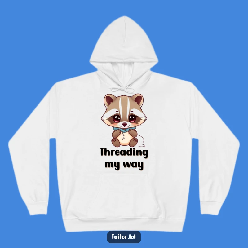Cozy Funny Kawaii Badger Tailor Hoodie: Curious Character, Needle & Thread, Warm Gift
