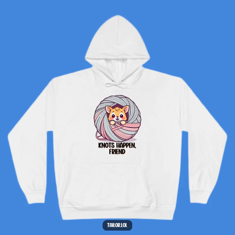 Cozy & Funny Yarn Tangle Hoodie: Wrap Yourself in Humor with a Tangled Animal