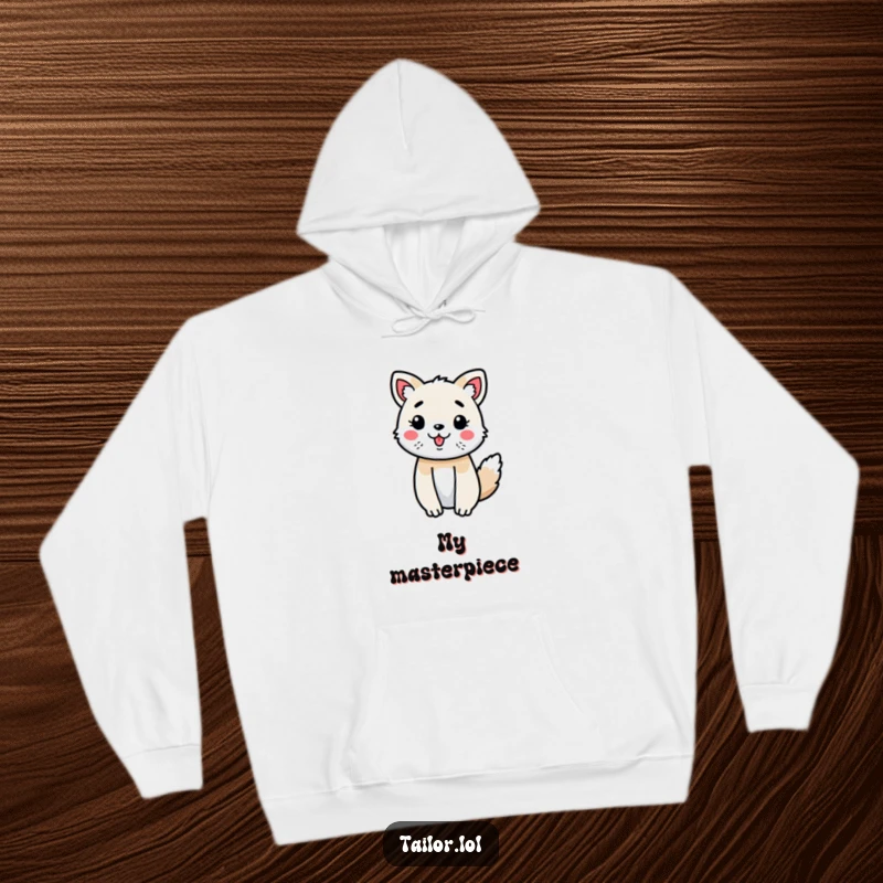 Funny Cute Animal Hoodie Joyfully Decorating a Fabric Swatch, Cozy and Creative Apparel.