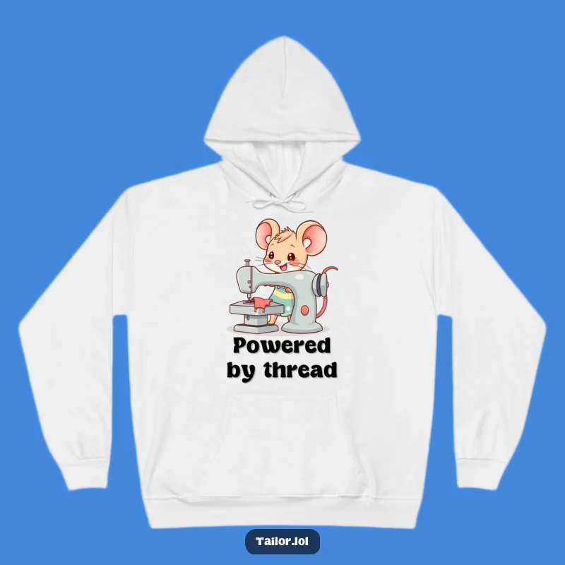 Cozy Funny Kawaii Mouse Tailor Hoodie: Warm Sewing Machine Apparel