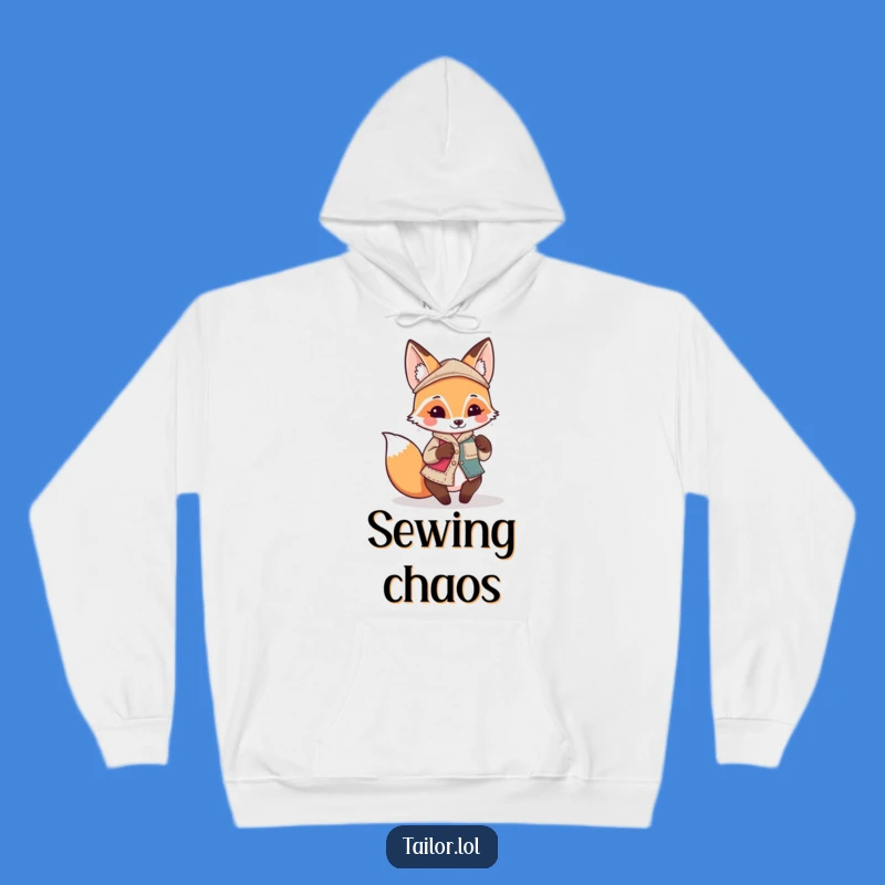 Cozy Funny Kawaii Fox Tailor Hoodie: Playful Character, Mismatched Patch, Warm Gift