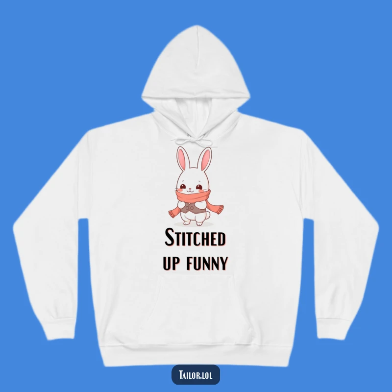 Cozy Funny Kawaii Rabbit Tailor Hoodie: Giggling Character, Long Scarf Design, Warm Gift