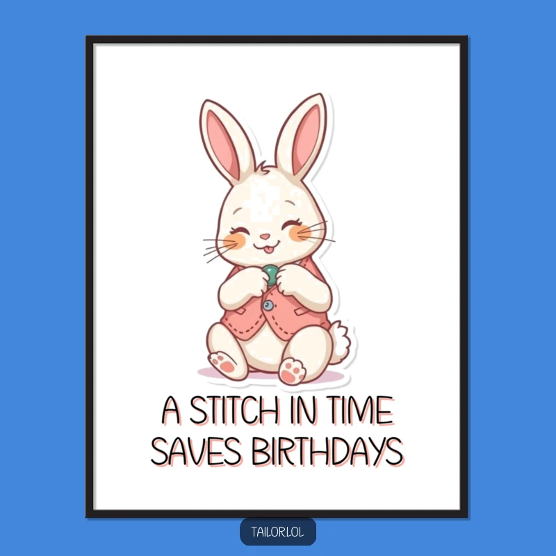 Free Printable Bunny Sewing Art: Funny DIY Downloadable Wall Decor Gift