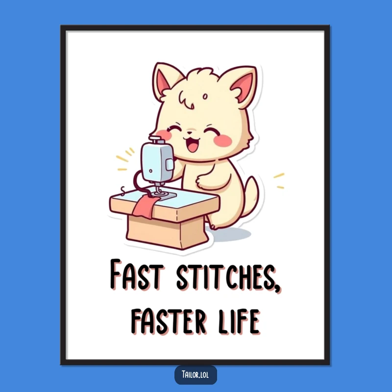 Free Printable Fast Sewing Animal Wall Art - Funny Downloadable Craft Decor Gift