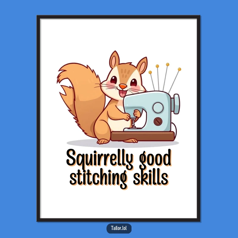 Free Printable Squirrel Sewing Art: Funny DIY Downloadable Wall Decor Gift