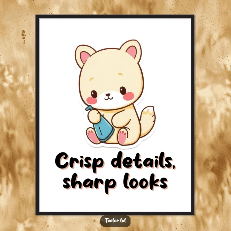 Funny Free Printable Wall Art: Cute animal character precisely ironing a minuscule piece of cloth with great care and focus.