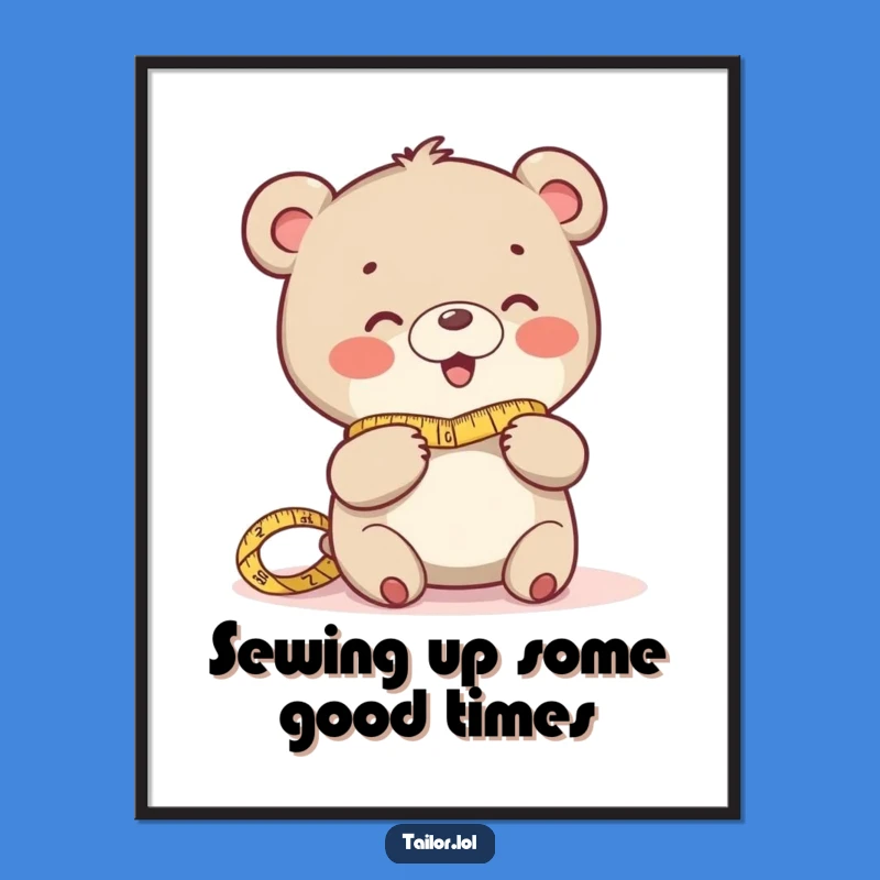 Free Printable Wall Art: Giggling Bear Tailor, Funny Downloadable Decor for Creative Spaces!