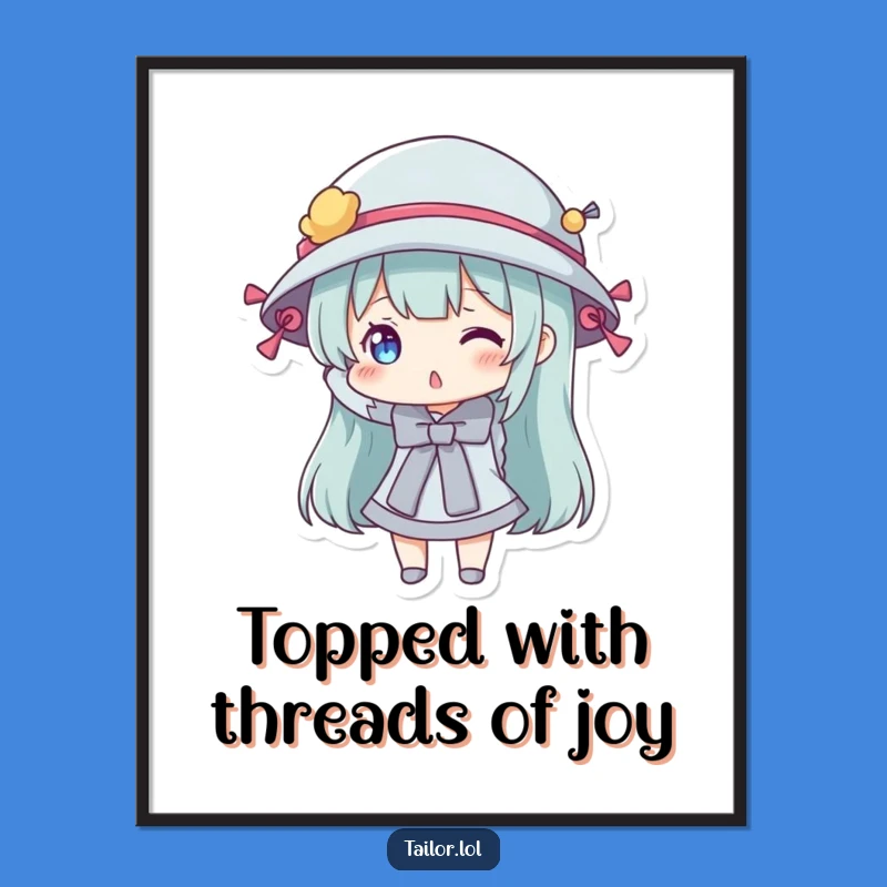 Free Printable Wall Art: Quirky Bobbin Hat Character - Funny Downloadable Art