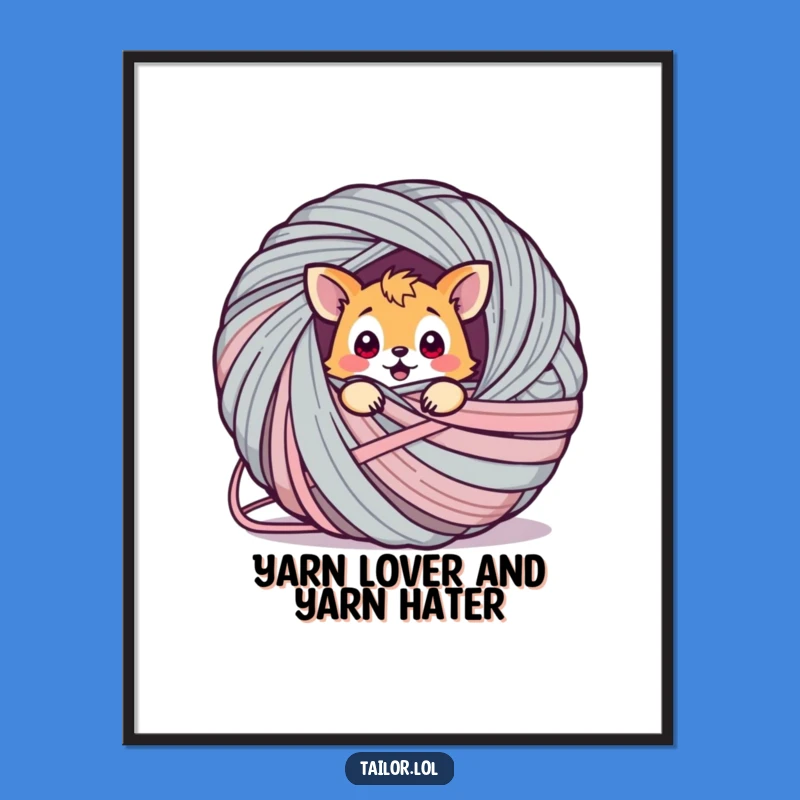 Free Printable Wall Art: Surprised Animal Yarn Tangle, Funny Downloadable Art