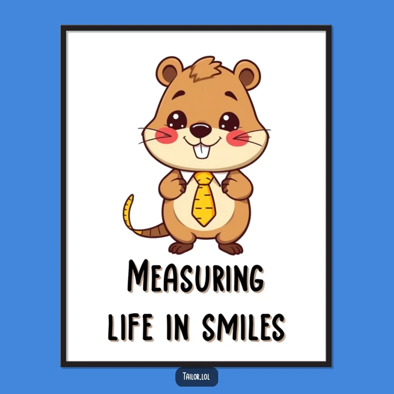 Funny Free Printable Kawaii Beaver Tailor Wall Art: Hilarious Downloadable Decor for Builders